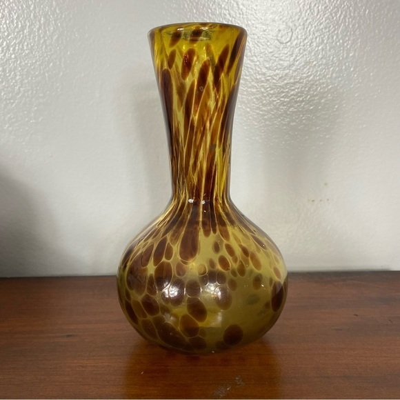 Vintage Tortoise Shell Handblown glass Vase - Picture 1 of 6